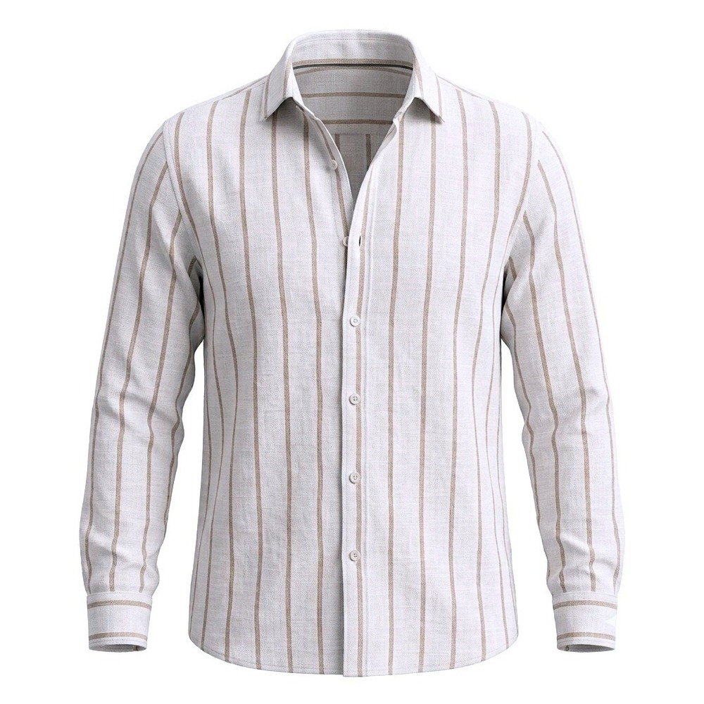 Tasso Elba Mens Linen Blend Striped Long Sleeve Button Down Shirt Size L